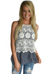 Floral Lace Crochet Grey Ruffle Layered Tank Top